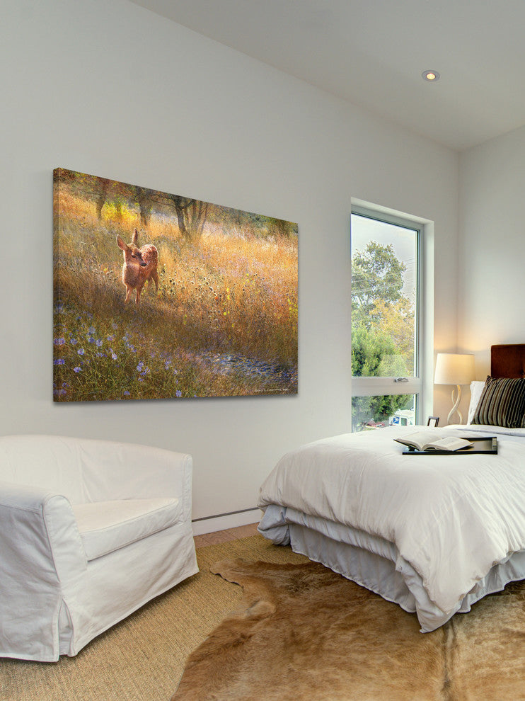 "Flowered Meadow Fawn" Print on Canvas by Chris Vest