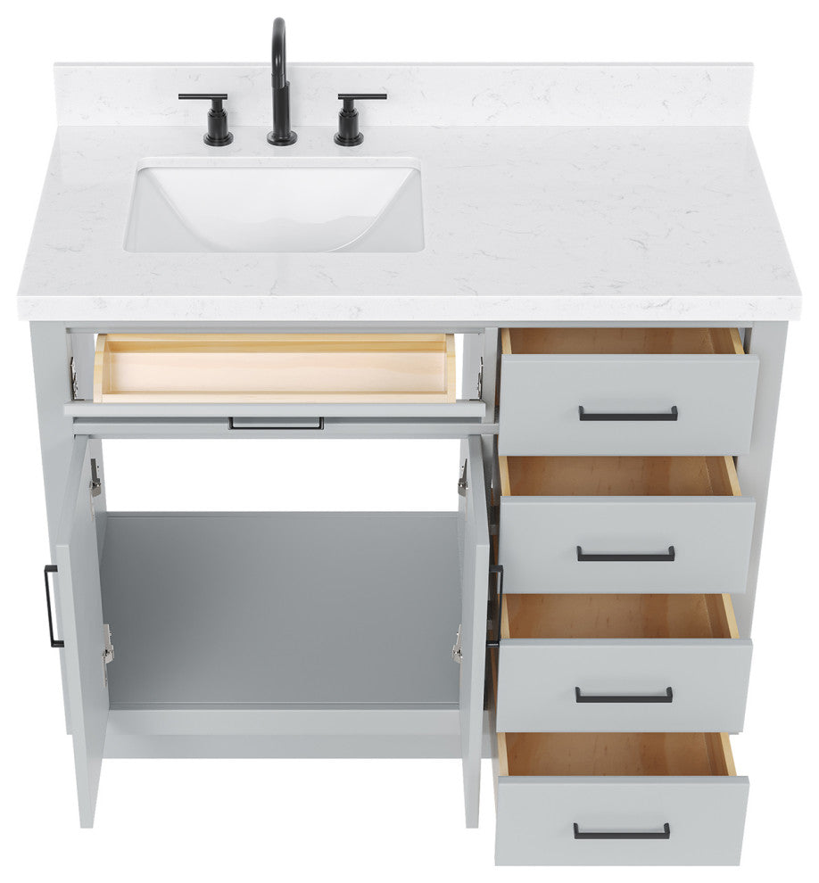 Ariel Hepburn 42" Single Rectangle Sink Vanity, Carrara Quartz