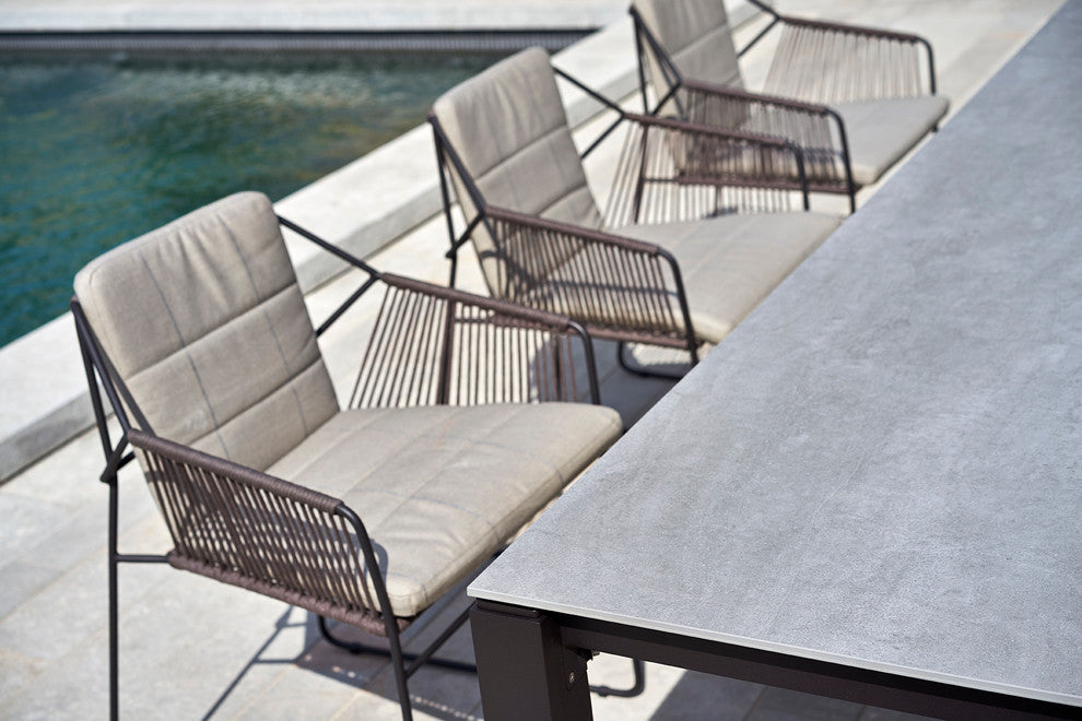 OASIQ SANDUR Armchair Woven, Taupe Rope, Latern Slate Cushions, Anthracite Frame