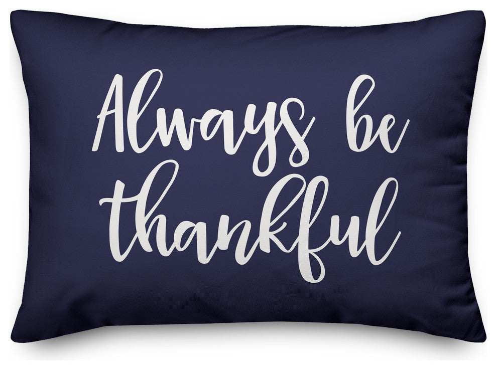Always Be Thankful Lumbar Pillow, Navy, 14"x20"