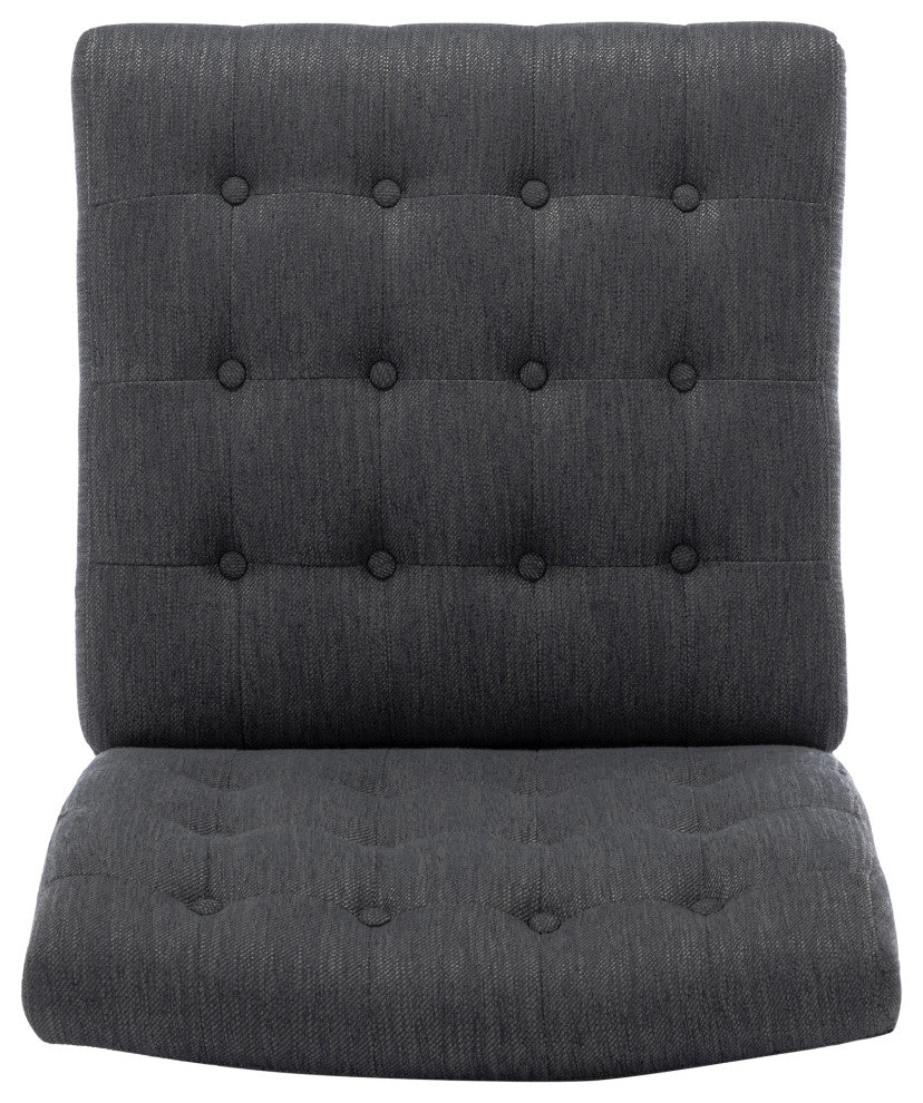 Mulligan Fabric Tufted Slipper Chairs, Set of 2, Charcoal + Matte Black