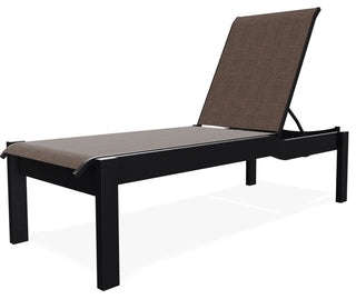 Leeward Sling Stackable Outdoor Chaise Lounge, Mocha/Black
