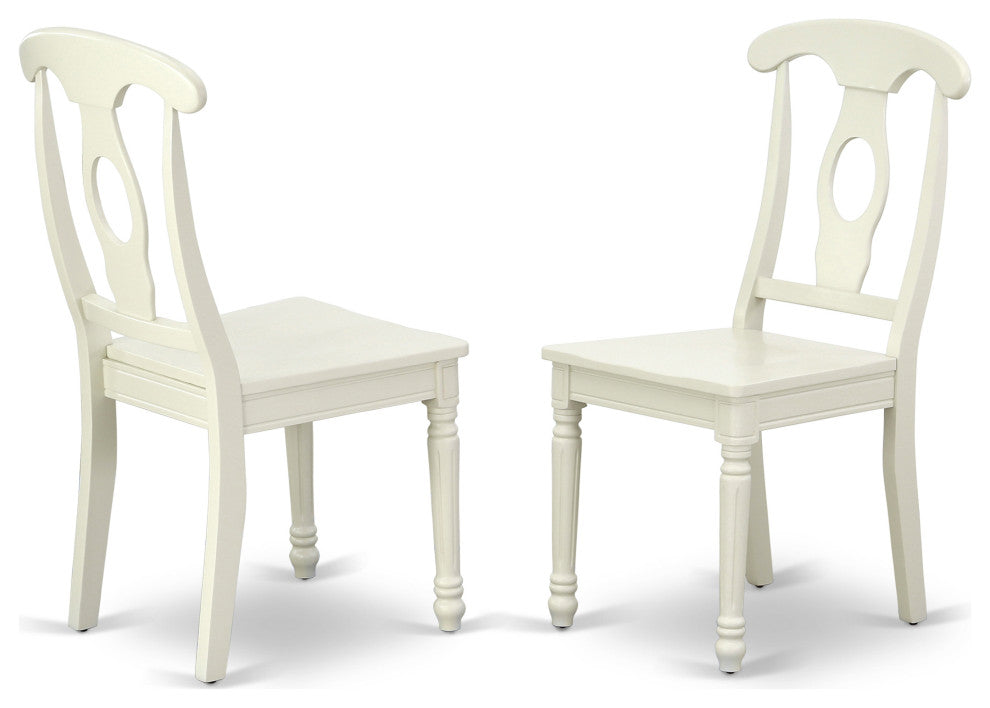 3 Pc Dining Set, Linen White Table, 2 Linen White Wood Chairs