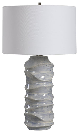 Uttermost Waves Blue and White Table Lamp