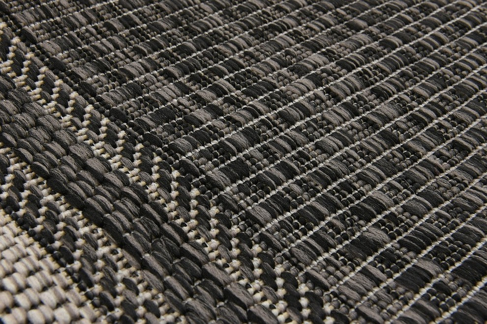 Unique Loom Black Soft Border Outdoor 2' 0 x 6' 0 Runner Rug