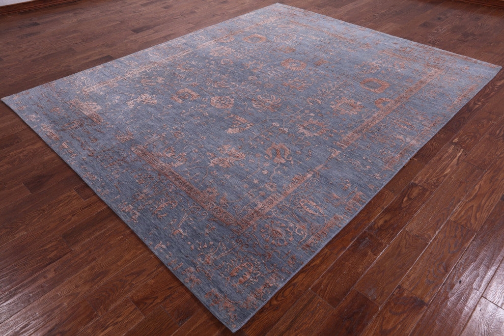 Hand-Knotted Wool and Silk Persian Rug 8' 0" X 9' 10" Q9137