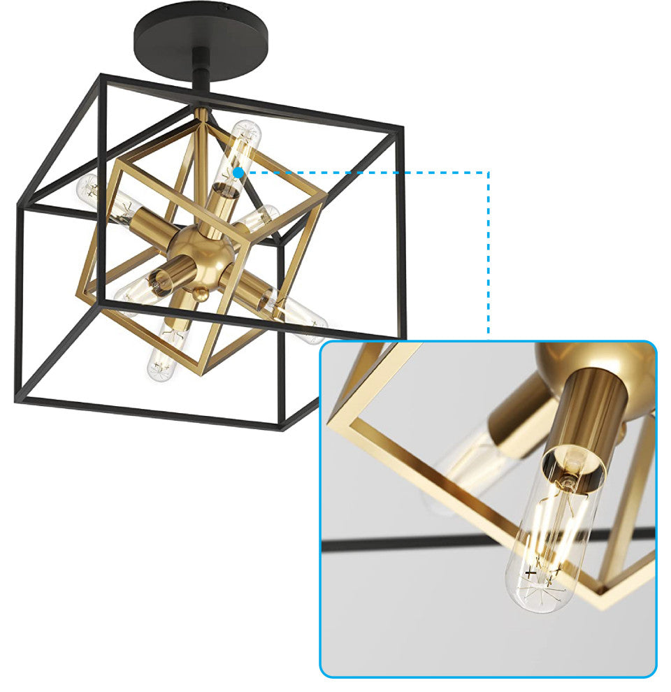 Black & Gold 6 light ceiling light Alloy Steel light fan fixtures ceiling