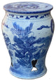 Chinese Blue and White Porcelain Mountain Tree Small Round Stool Table Hcs7405
