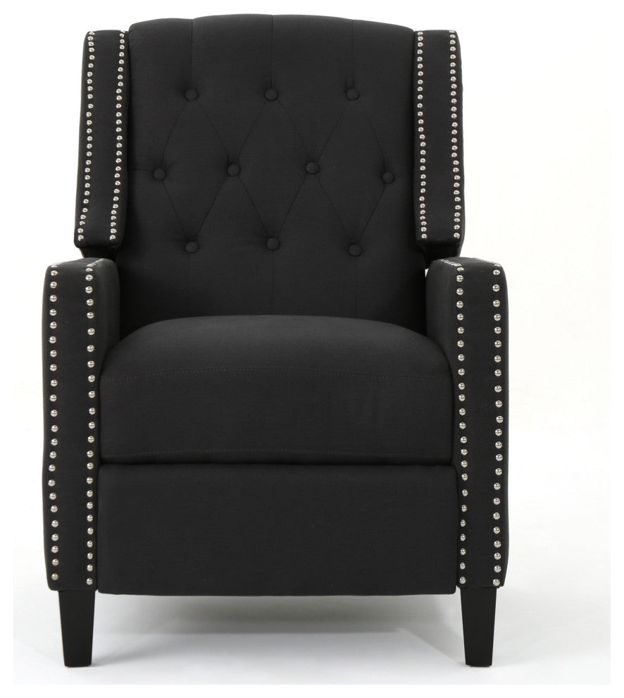 GDF Studio Ingrid Tufted Back Fabric Recliner Chair, Dark Charcoal