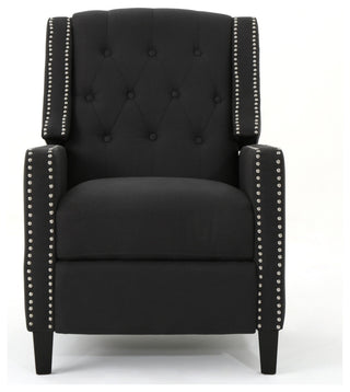GDF Studio Ingrid Tufted Back Fabric Recliner Chair, Dark Charcoal