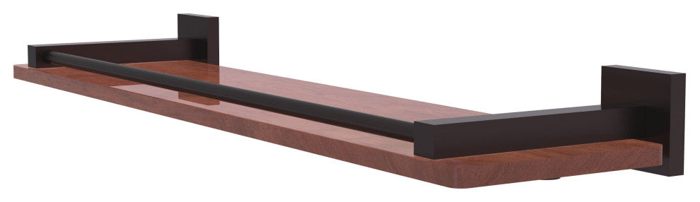 Montero 22" Solid Wood Shelf with Gallery Rail, Antique Bronze