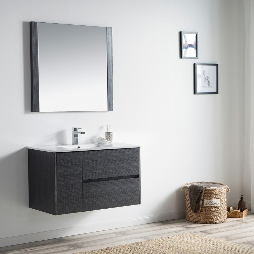 Blossom Valencia 36" Vanity Set, Silver Gray, Mirror