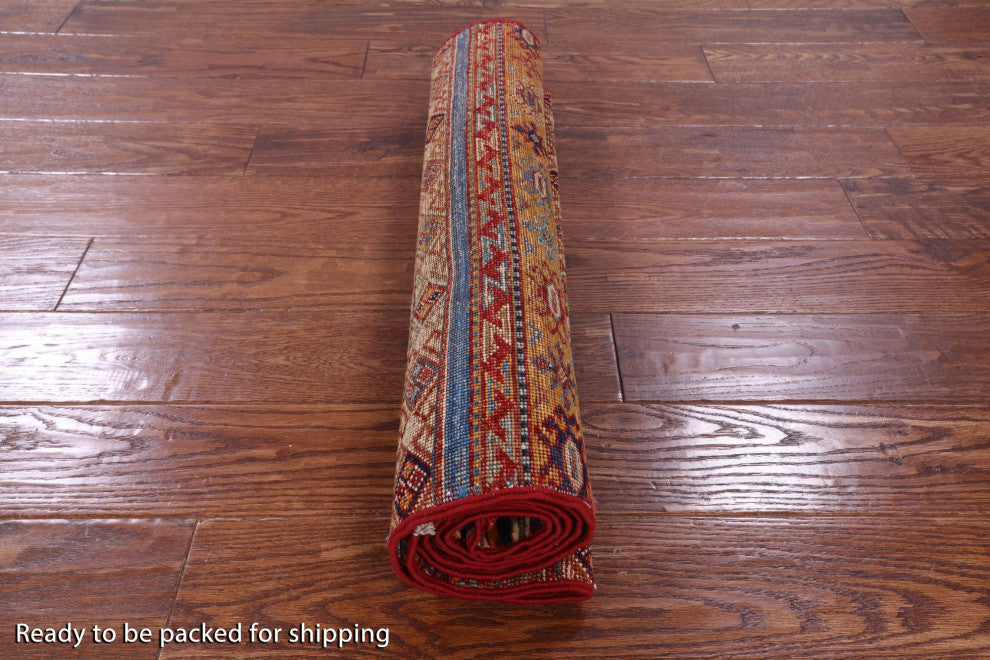 2' 6" X 6' 4" Runner Hand-Knotted Khorjin Super Kazak Wool Rug Q11028
