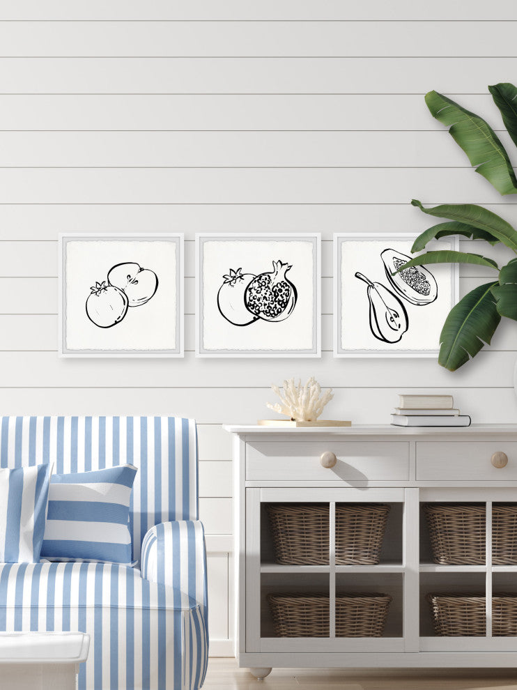 Fresh Fruits Sensation Triptych, Set of 3, 24x24 Panels