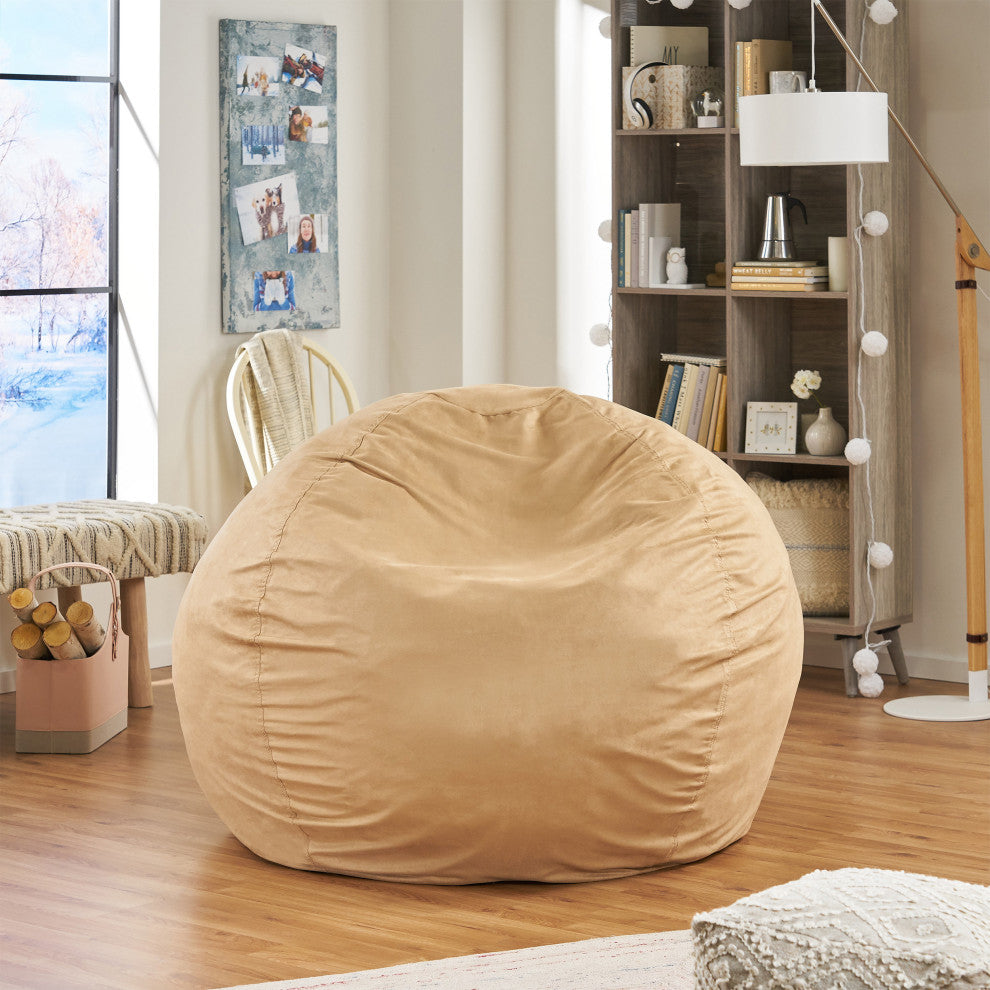 GDF Studio Waldo Faux Suede 5 Foot Bean Bag, Tan