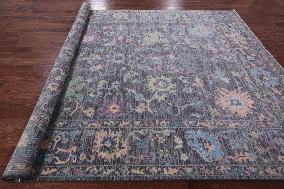9' 3" X 12' 2" Hand-Knotted Turkish Oushak Wool Rug - Q13387