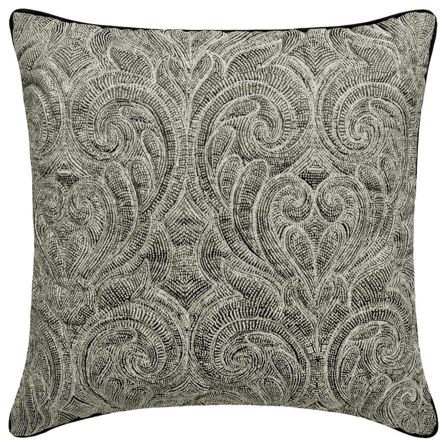 Grey Jacquard Quilted & Damask Pillowcase 26"x26" Throw Pillow Cover - Gryselda