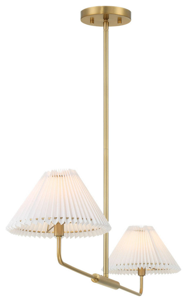 Meridian Chandelier, Natural Brass, 2 Light