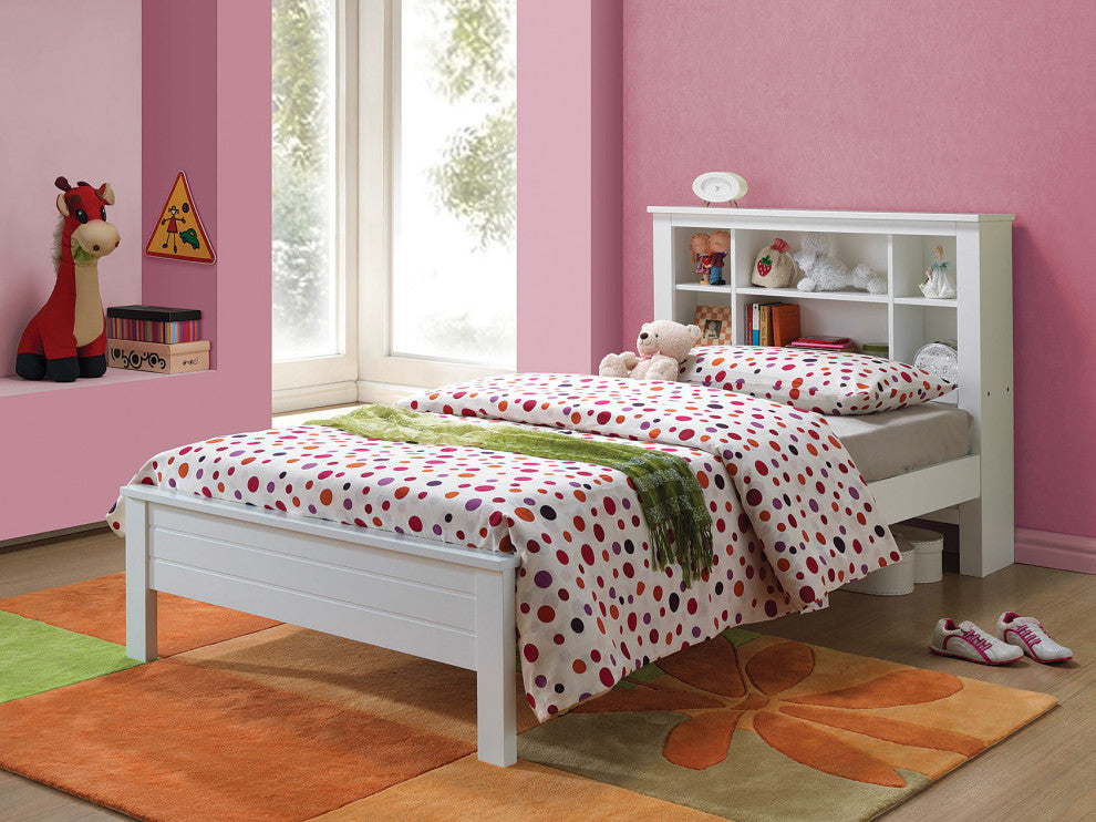 ACME Yara Bookcase Bed, White, Twin