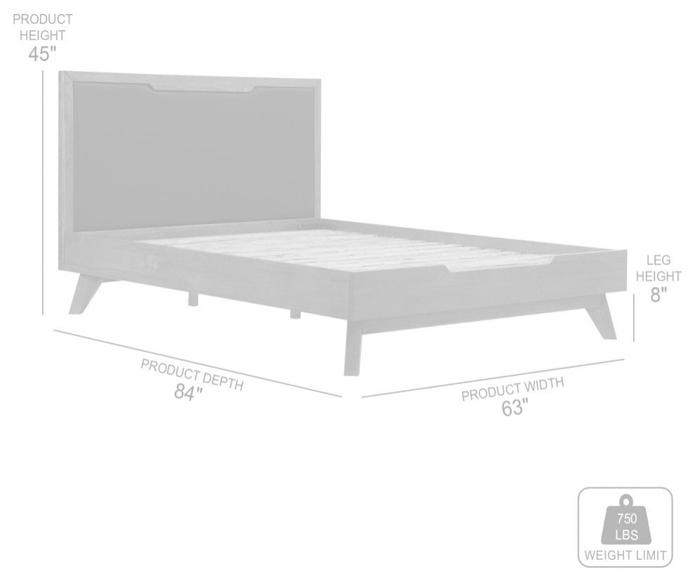Astoria Platform Bed Frame in Oak with Black Faux Leather
