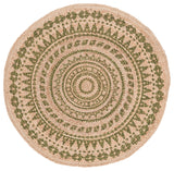 Safavieh Natural Fiber Collection NF802 Rug, Green/Natural, 4' Round