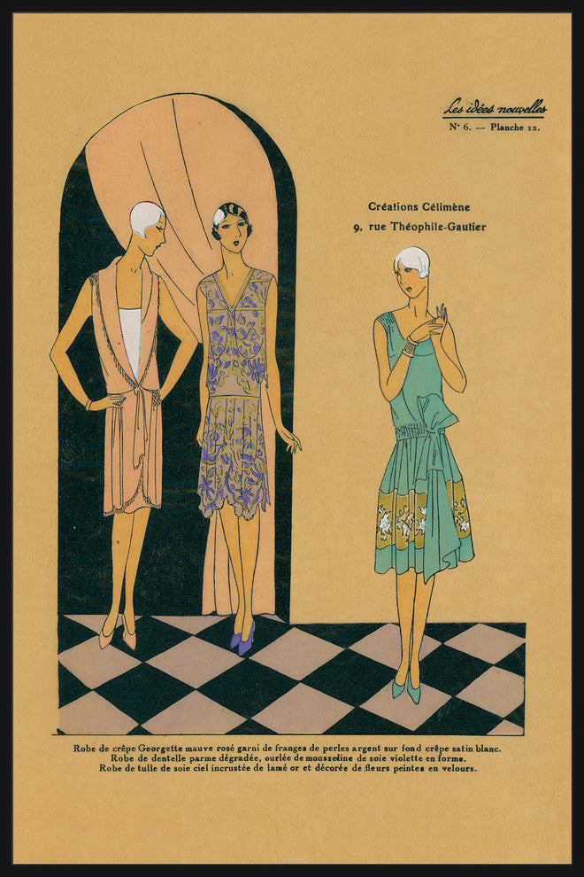"Cocktail Dresses" Floater Framed Painting Print on Canvas, 30"x45"