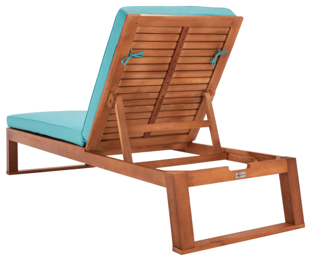 Safavieh Solano Sunlounger, Natural Wood/Aqua