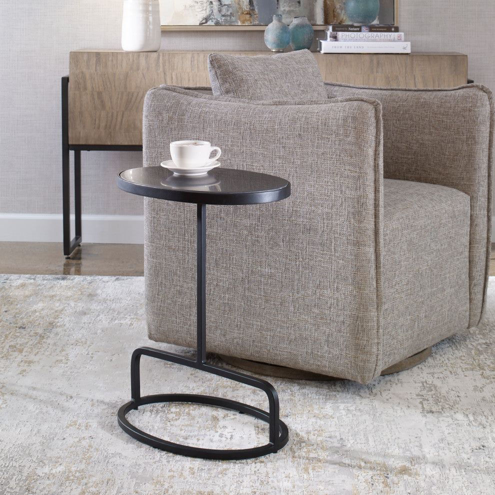 Uttermost 25207 Jessenia Black Marble Accent Table