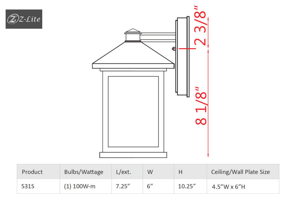 Z-Lite 531S Portland 10" Tall 1 Light Wall Sconce - Oil Rubbed Bronze