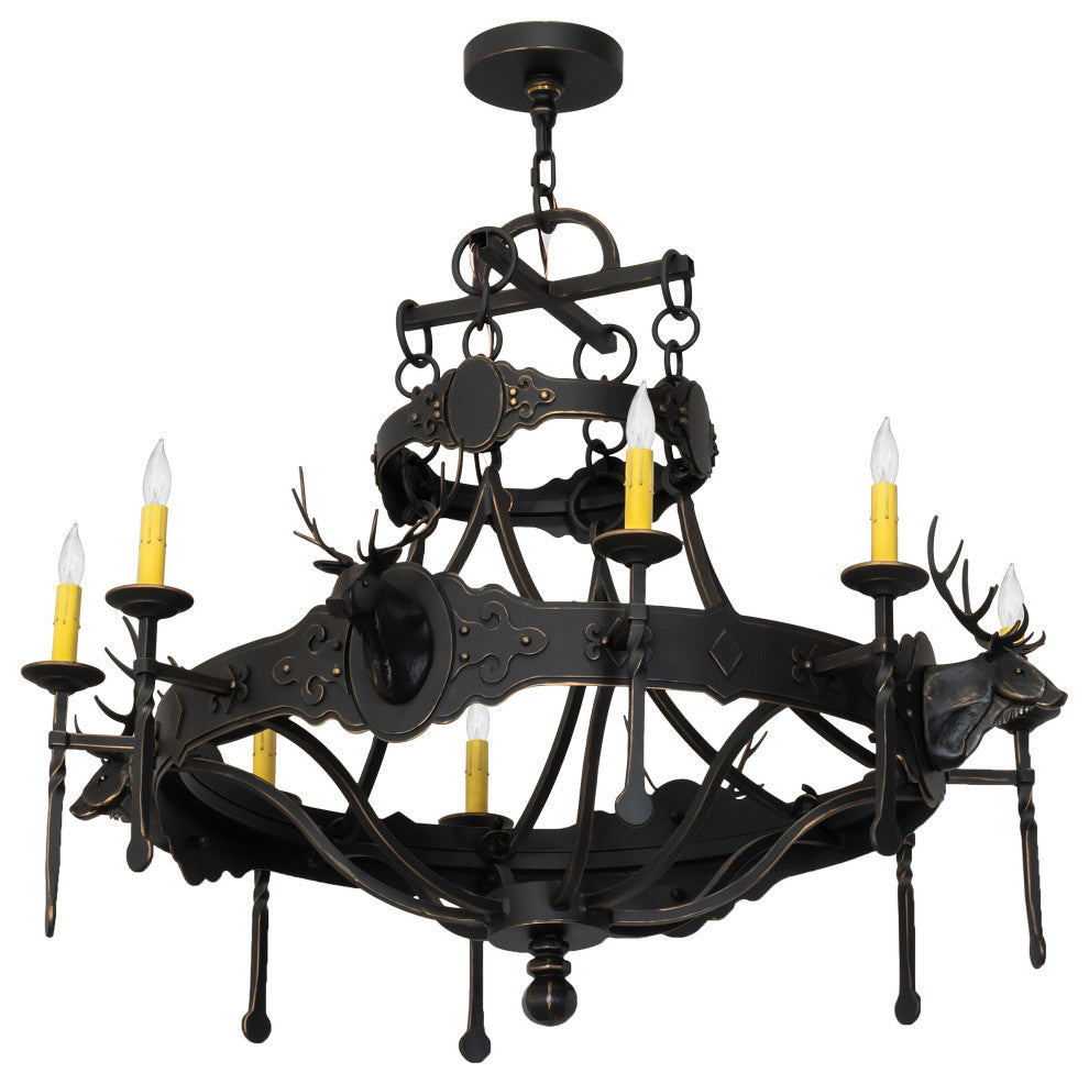 40" Wide Stag 8 Light Chandelier