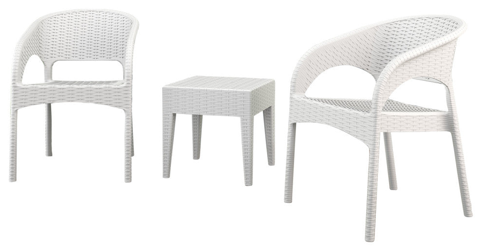 Compamia Panama 3-Piece Patio Seating Set, White