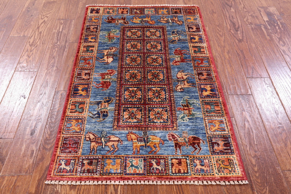 2' 7" X 4' 3" Antiqued Pazyryk Historical Design Hand Knotted Rug Q10871