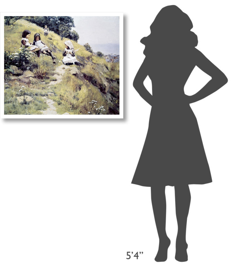 "Girls with a Wreath of Flowers" Digital Paper Print by William Brymner, 32"x28"