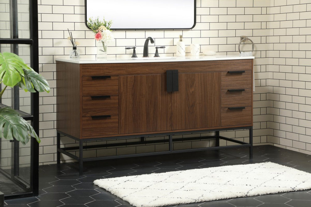 Home Living 22" Modern Walnut-Light Bathroom Vanity