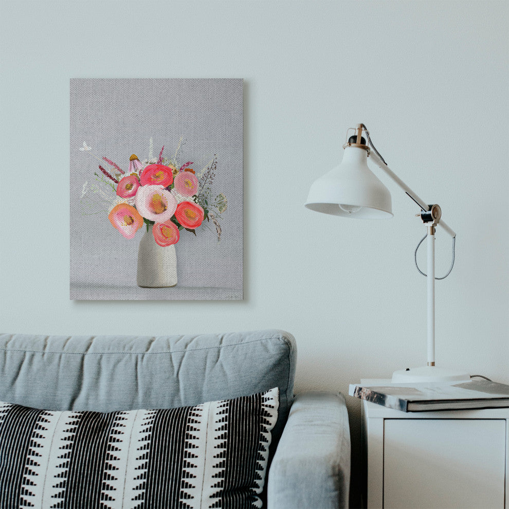 Flower Vase Pink Grey Painting, 24"x30"