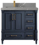 Aberdeen 36 Left Offset Bath Vanity in Hale Navy Blue  2" Piatra Gray