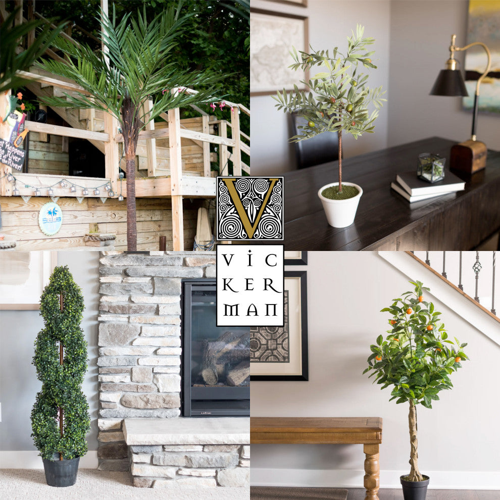 Vickerman TB191140 4' Artificial Potted Leather Fern