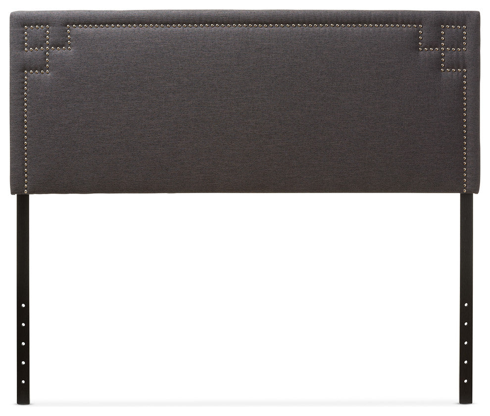 Geneva Modern Dark Gray Fabric Upholstered Queen Size Headboard