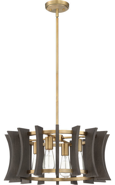Quoizel QOP5196AB Four Light Pendant, Aged Brass Finish