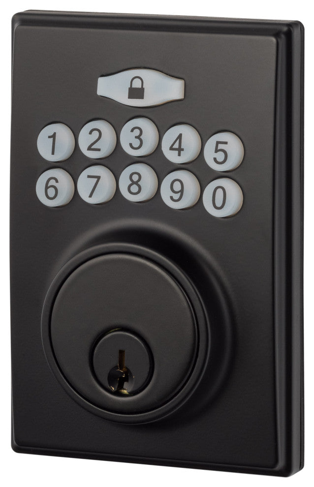 Electronic Keypad Deadbolt, Modern, Flat Black