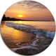White Foaming Waves At Sunset, Modern Beach Round Wall Art, 11"