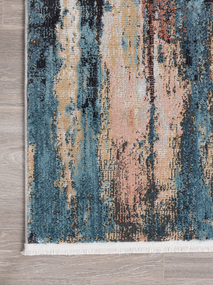 Abani Azure Collection AZR140A Contemporary Skyline Teal Beige Area Rug