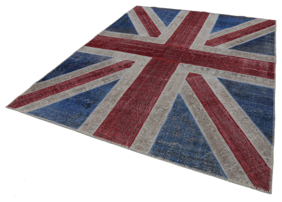 Rug N Carpet - Handwoven Oriental 8' 2'' x 10' 0'' Flag Patchwork Rug