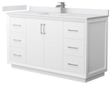 Strada 60" Single Vanity, Cultured Top, Nickel Trim