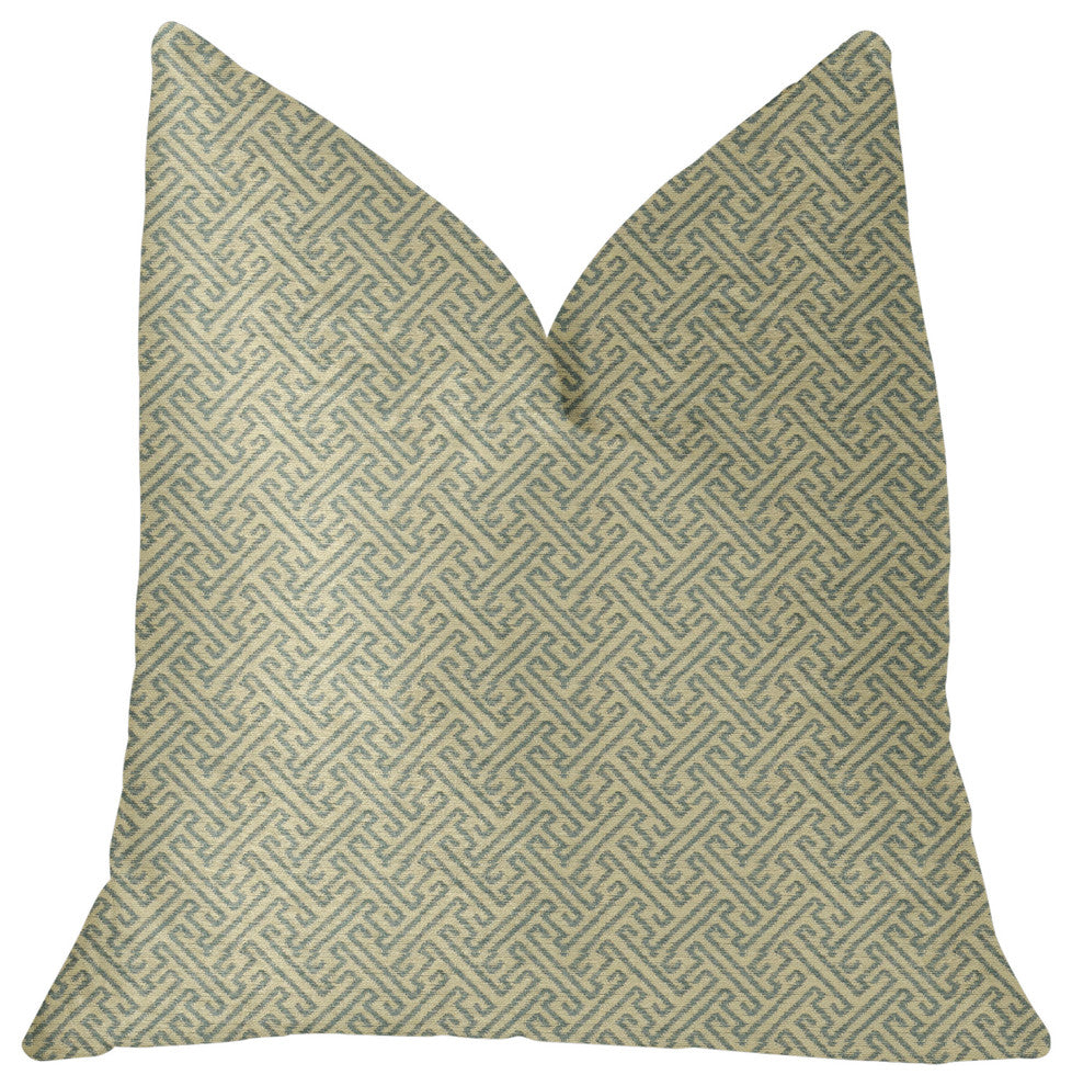 Alpine Maize Blue and Beige Luxury Throw Pillow, 18"x18"