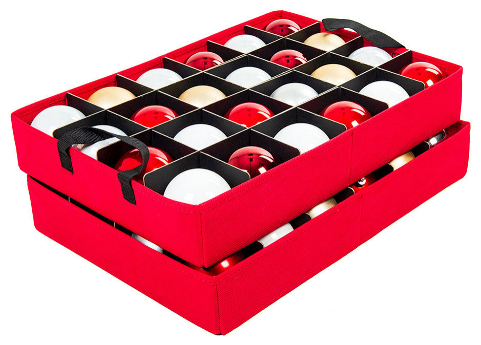 48" 3" Christmas Ornament Storage Box With Dividers