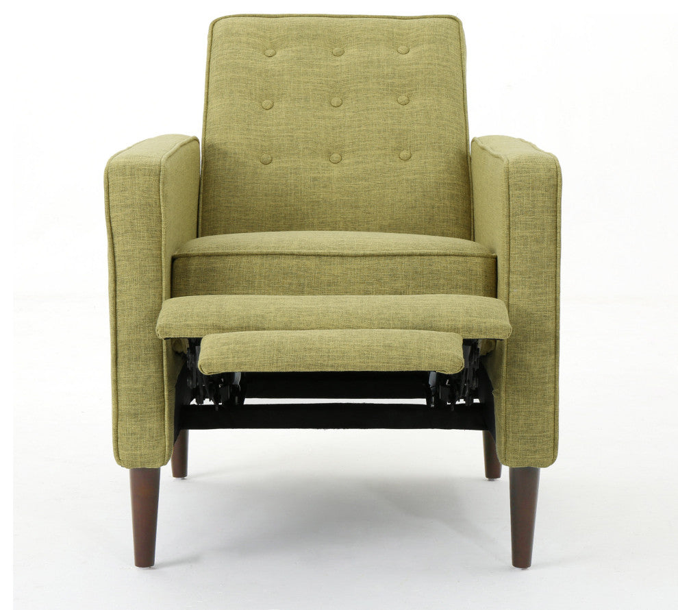 Mason Mid-Century Modern Button Tufted Fabric Recliner, Fabric/Muted Green, Set of 2