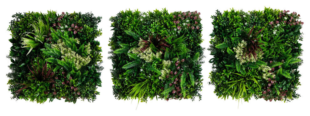 20in. x 20in. UV Resistant Corfu Island Artificial Living Wall Panels Set of 3
