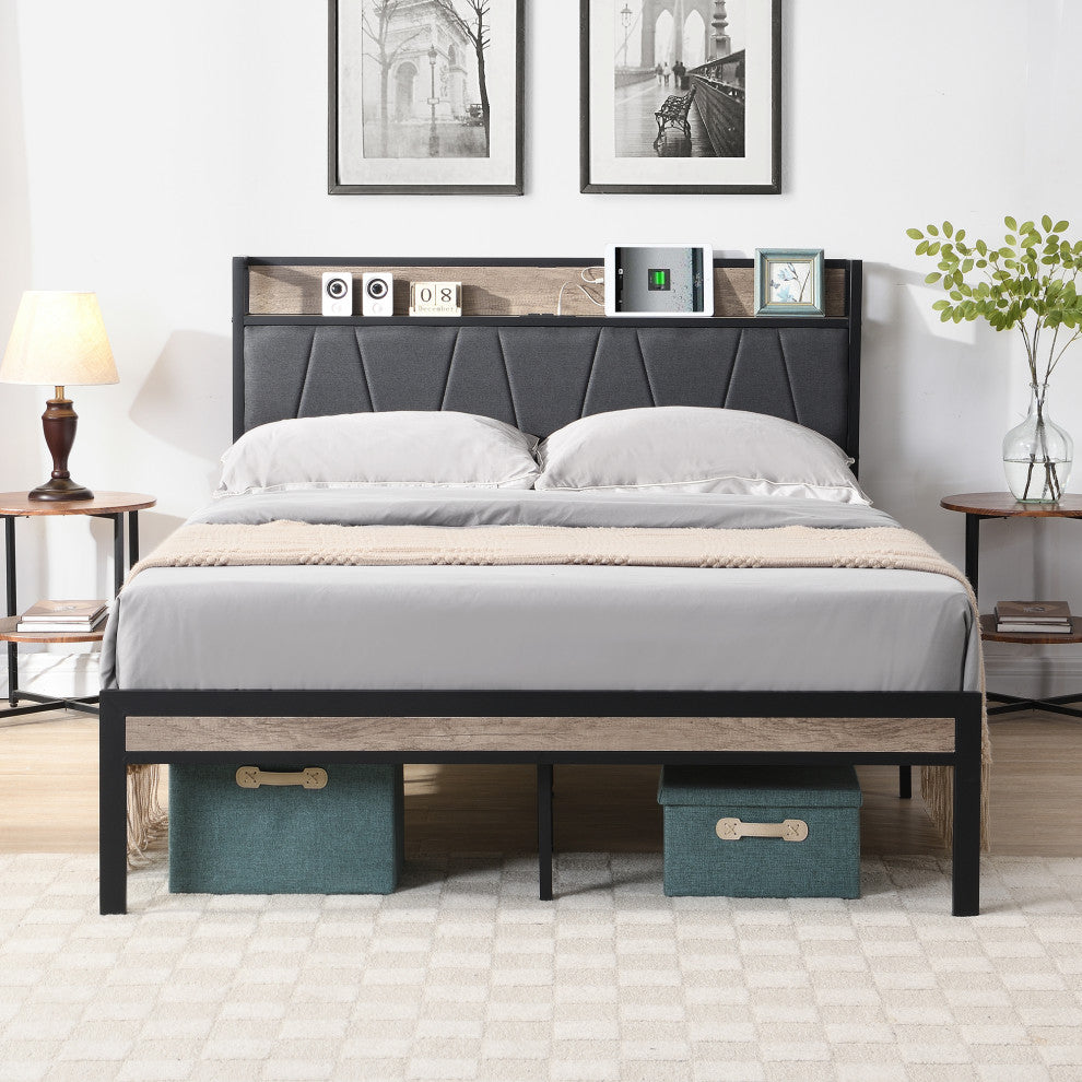 Gewnee Queen Size Metal Platform Bed Frame