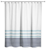 Light Blue and Navy Stripes 71x74 Shower Curtain